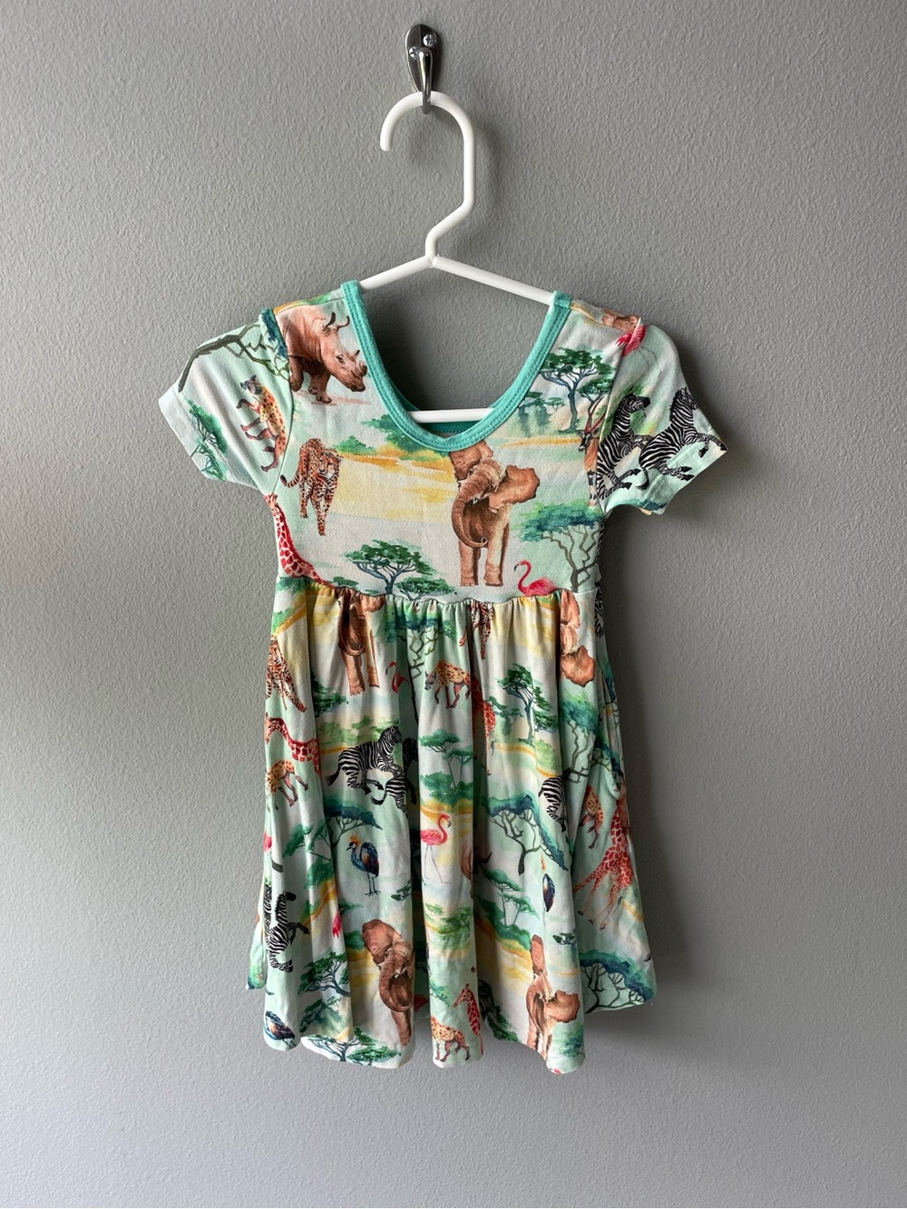 Showstoppers Safari Animals Print Bamboo Short Sleeve Twirl Dress